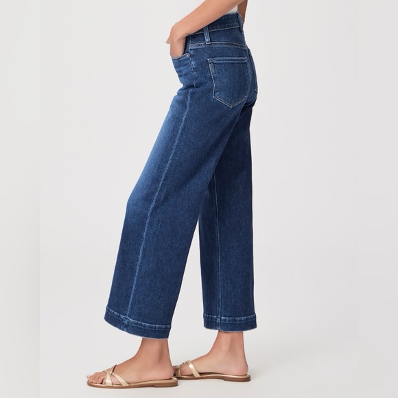 PAIGE Denim - Paige Anessa Wide Leg Jeans Cropped Dark Denim Jean Size 32